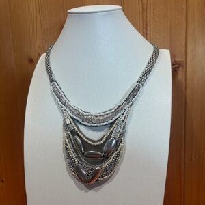 Elegant Silver and Gray Beaded Necklace